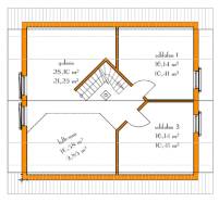 FinArt Holz-Blockhaus Beispiel Kerttu 127 Dachgeschoss-Draufsicht