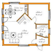 FinArt Holz-Blockhaus Beispiel Kerttu 127 Erdgeschoss-Draufsicht