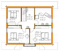 FinArt Holz-Blockhaus Beispiel Maija 155 Dachgeschoss-Draufsicht