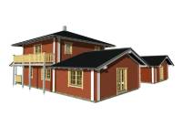 FinArt Holz-Blockhaus Beispiel Oona 253 S&uuml;dwest-Ansicht