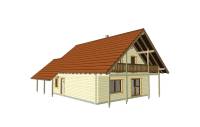 FinArt Holz-Blockhaus Beispiel Siiri 134 S&uuml;dwst-Ansicht